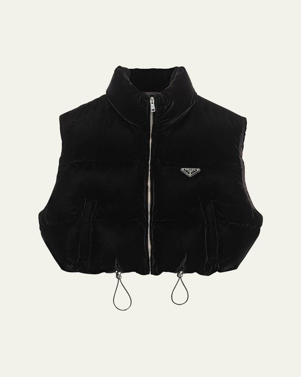 Velvet Drawcord Puffer Jacket